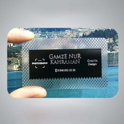 Şeffaf Pvc Gümüş Yaldız Uygulamalı Kartvizit
