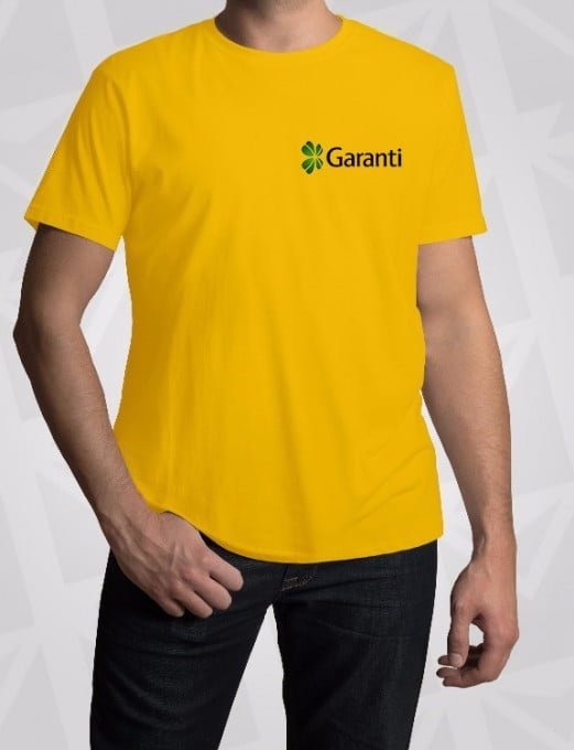 Pamuklu Renkli Bisiklet Yaka Tişört 5 Sari Subrem Kumas Tisort