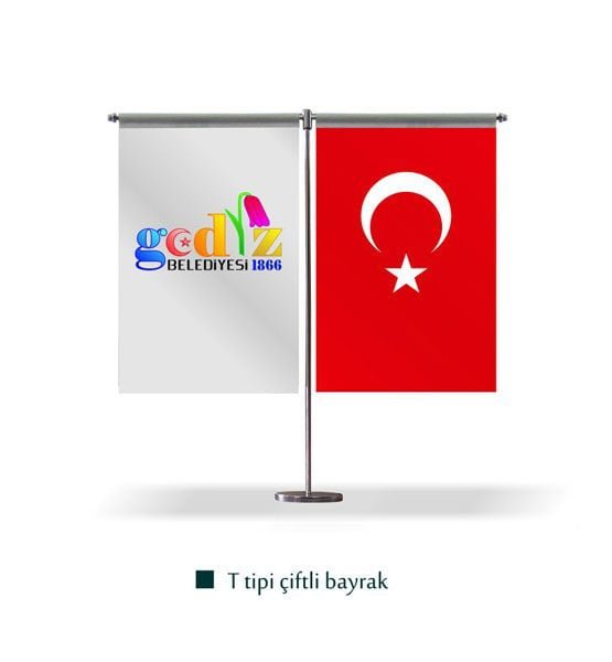 T Tipi Masa Bayrağı 1 T Tipi Ciftli Bayrak