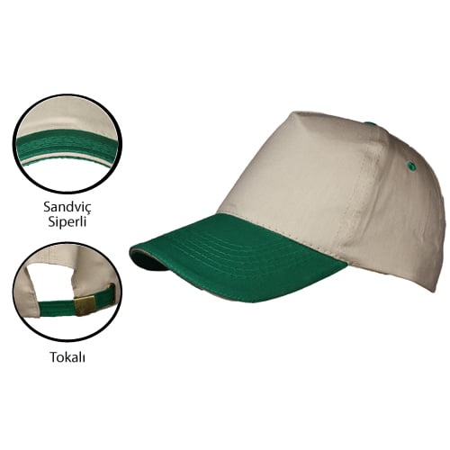 Pamuklu Bej Renkli Sandviç Siperli Şapka - Görsel 2