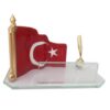 Türk Bayraklı Şeffaf Cam Masa İsimliği 18x26 cm 2 Turk Bayrakli Cam 02