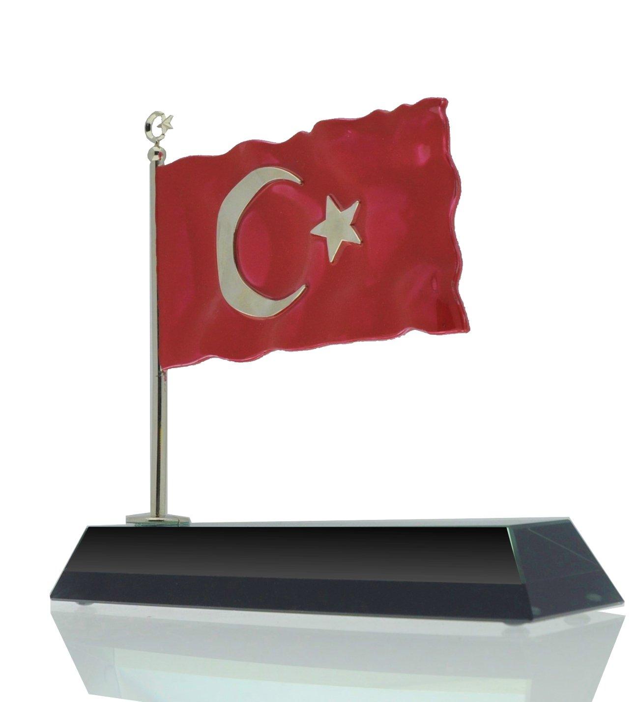 Türk Bayrağı Figürlü Ahşap Alt Kaideli Kristal Plaket 2 Türk Bayrağı Figürlü Ahşap Alt Kaideli Kristal Plaket - Görsel 2