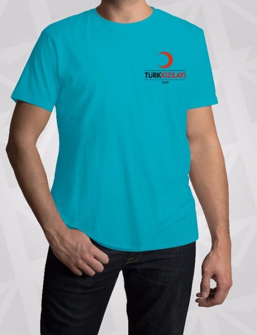 Pamuklu Renkli Bisiklet Yaka Tişört 2 Turkuaz Subrem Kumas Tisort