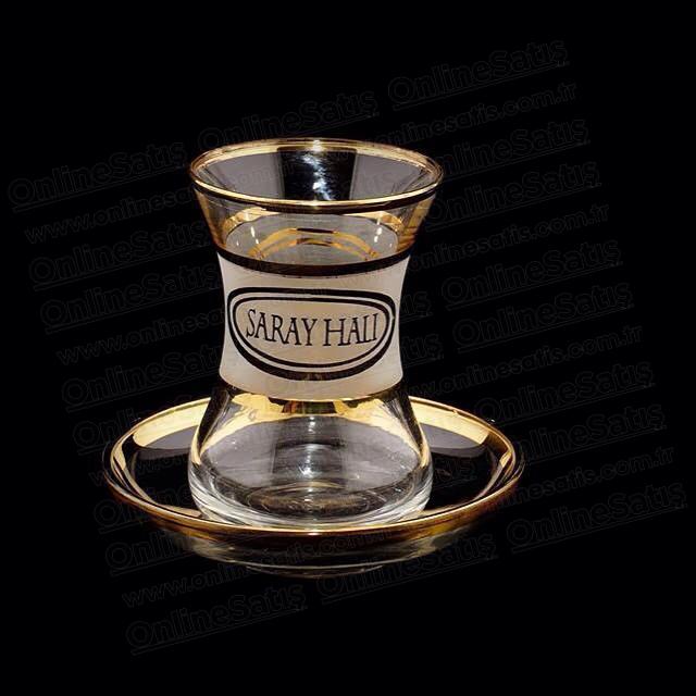 Altın Yaldızlı Kumlamalı Logolu Çay Bardağı 1 Altın Yaldızlı Kumlamalı Logolu Çay Bardağı