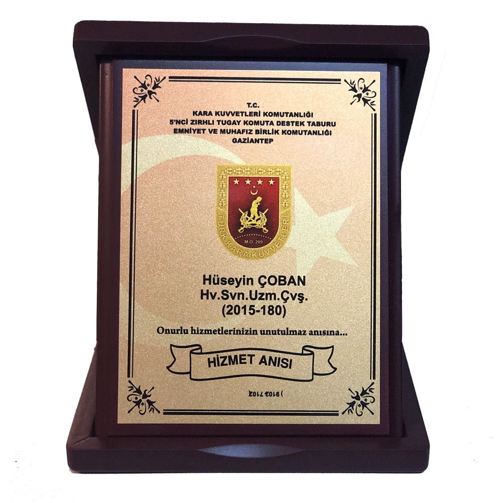 Classic Shop 74 Ahşap Kutulu Askeri Plaket 15x20 Dik