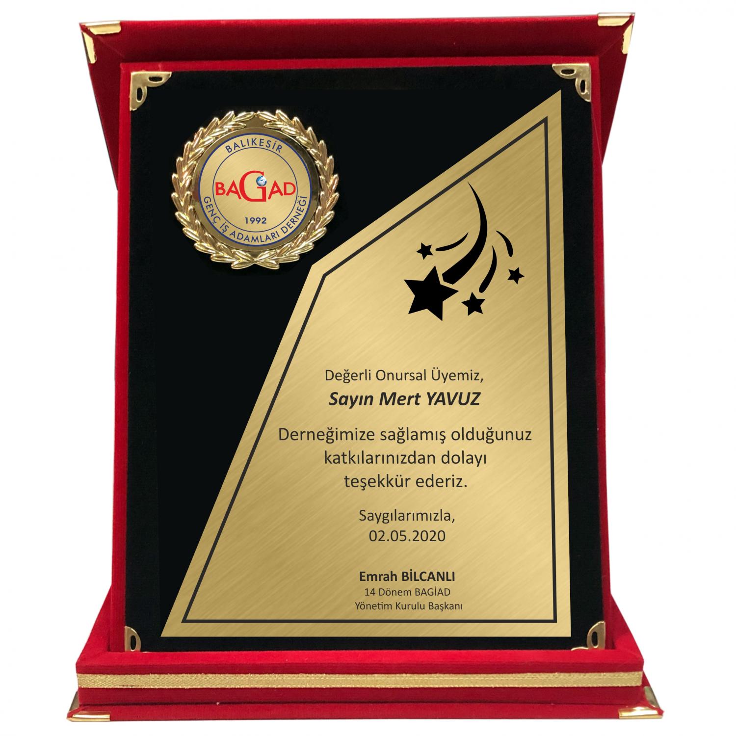 Fasetli Albüm Katkı ve Teşekkür Plaketi