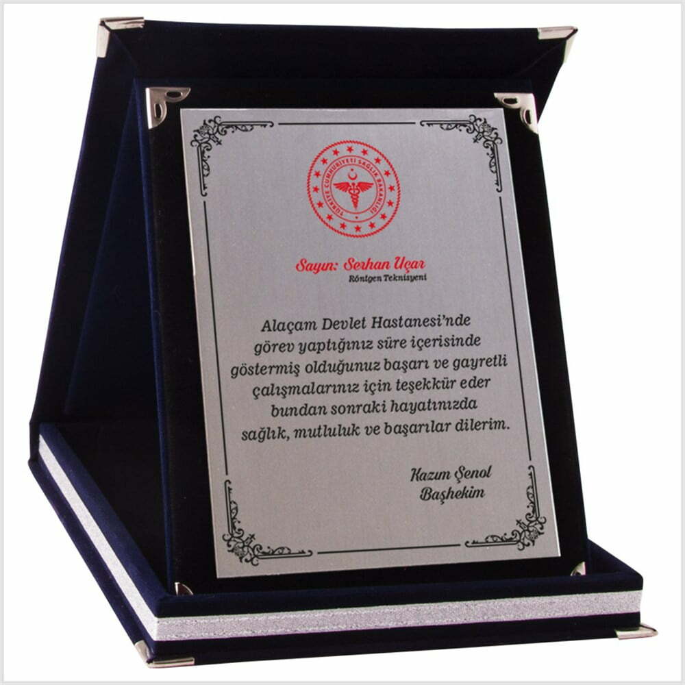 Kadife Lacivert Büyükboy Tayin Albüm Plaketi - Görsel 2