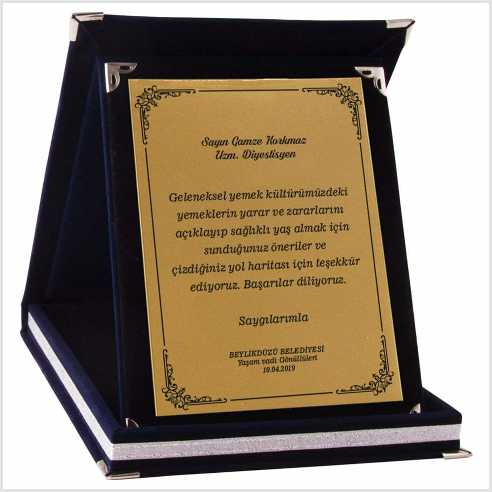 Kadife Lacivert Büyükboy Tayin Albüm Plaketi - Görsel 3