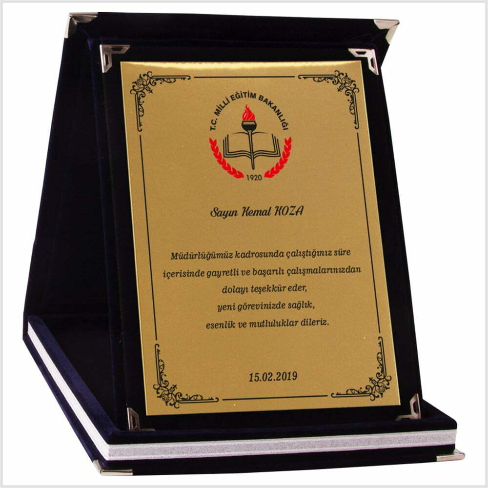 Kadife Lacivert Büyükboy Tayin Albüm Plaketi - Görsel 4