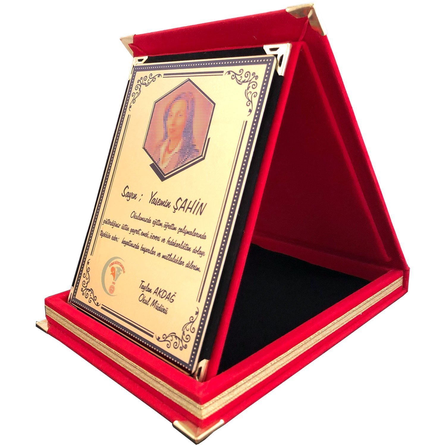 Öğretmenlere Özel Kırmızı Kadife Plaket 4 Öğretmenlere Özel Kırmızı Kadife Plaket - Görsel 4