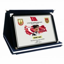 Classic Shop 34 Alternative view of Yatay Lacivert Kadife Plaket - Hizmet Anısı Albüm Plaketi