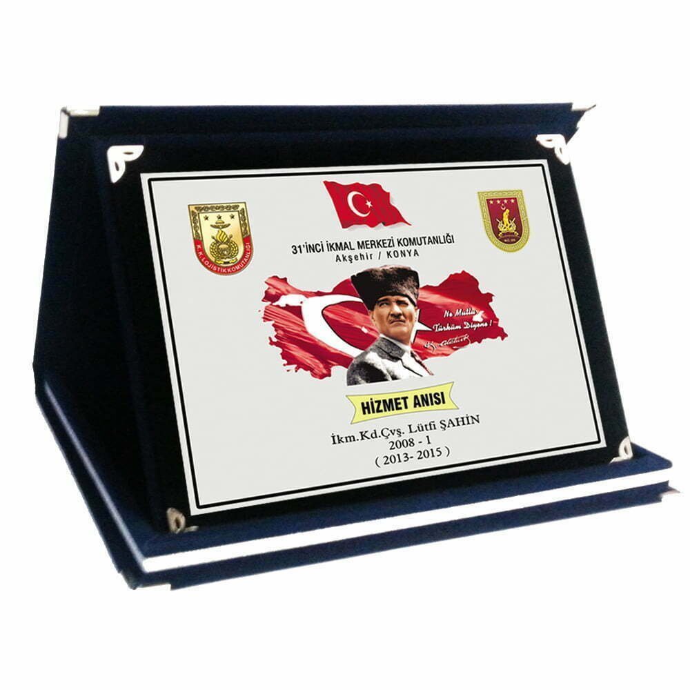 Yatay Lacivert Kadife Plaket - Hizmet Anısı Albüm Plaketi 2 Yatay Lacivert Kadife Plaket - Hizmet Anısı Albüm Plaketi - Görsel 2