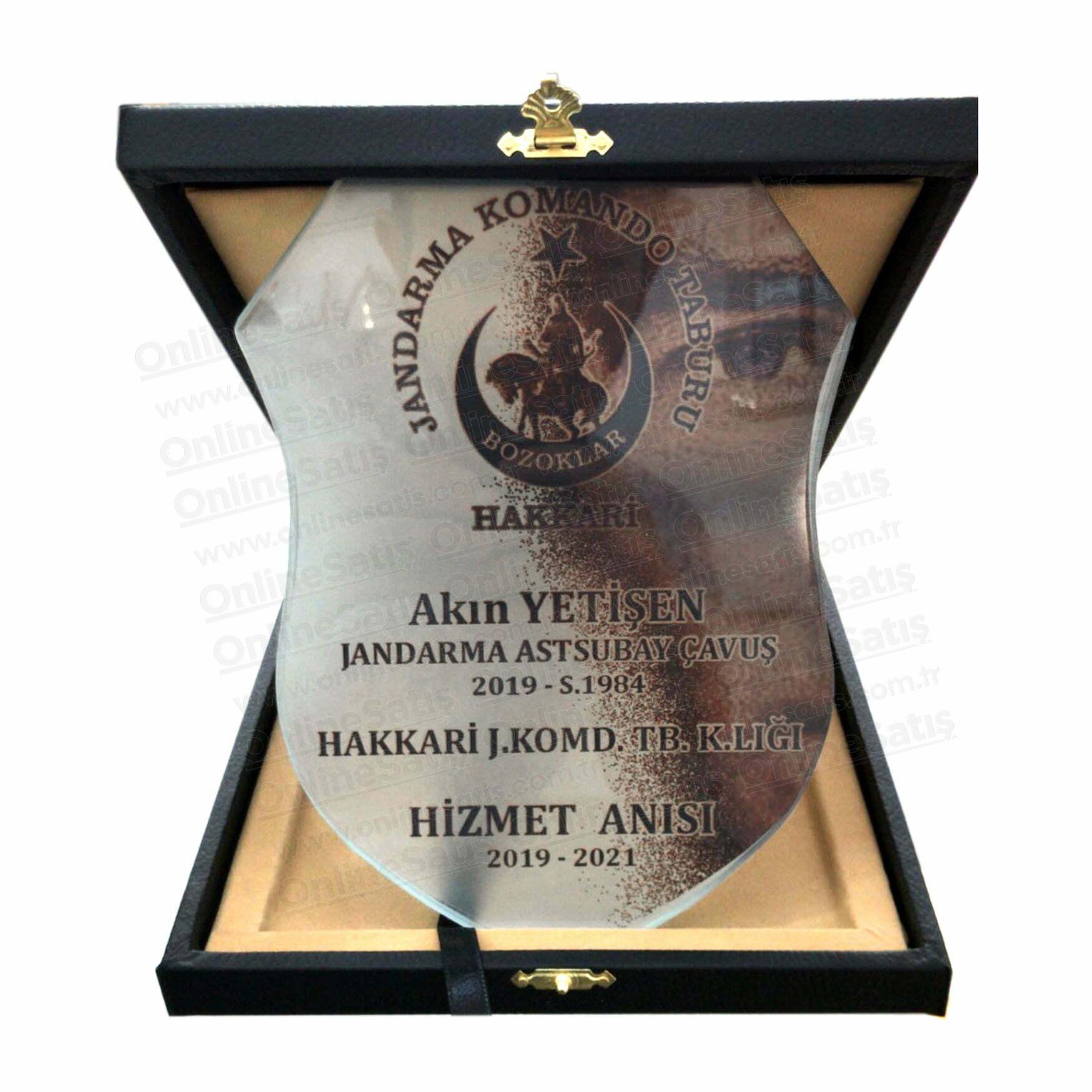 Classic Shop 63 Askeri Plaket Kalkan Figürlü Komando Hizmet Anısı Şilt