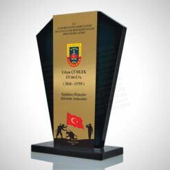 Jandarma Hizmet Anısı Kristal Cam Şilt Tayin Plaketi