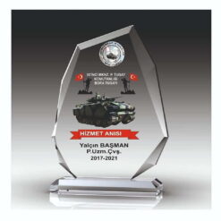 Askeri Komando Kristal Cam Hizmet Anısı Plaketi