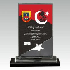 Classic Shop 35 Askeri Hizmet Anısı Yıldızlı Kristal Cam Şilt Plaket