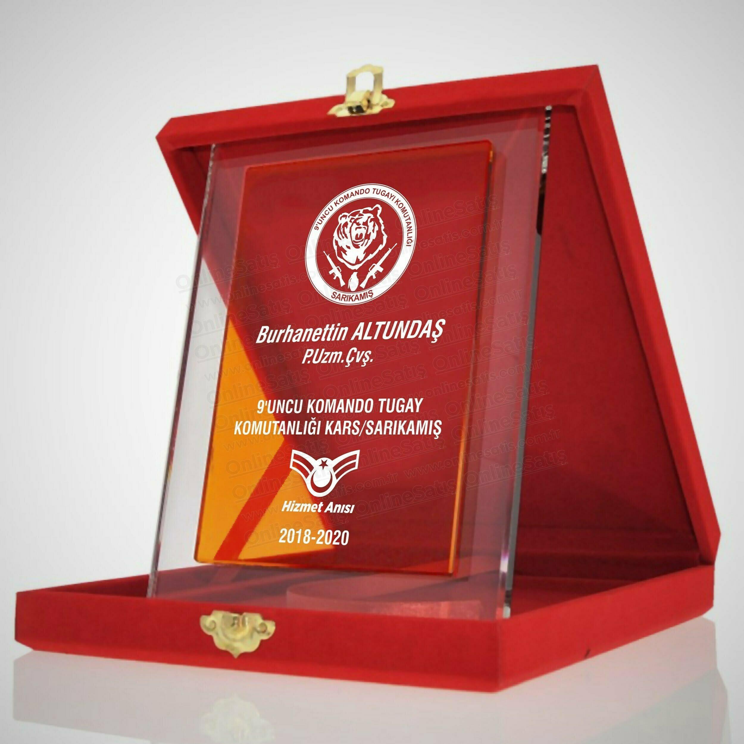 Classic Shop 87 Komando Hizmet Anısı Albüm Dikey Kristal Plaket