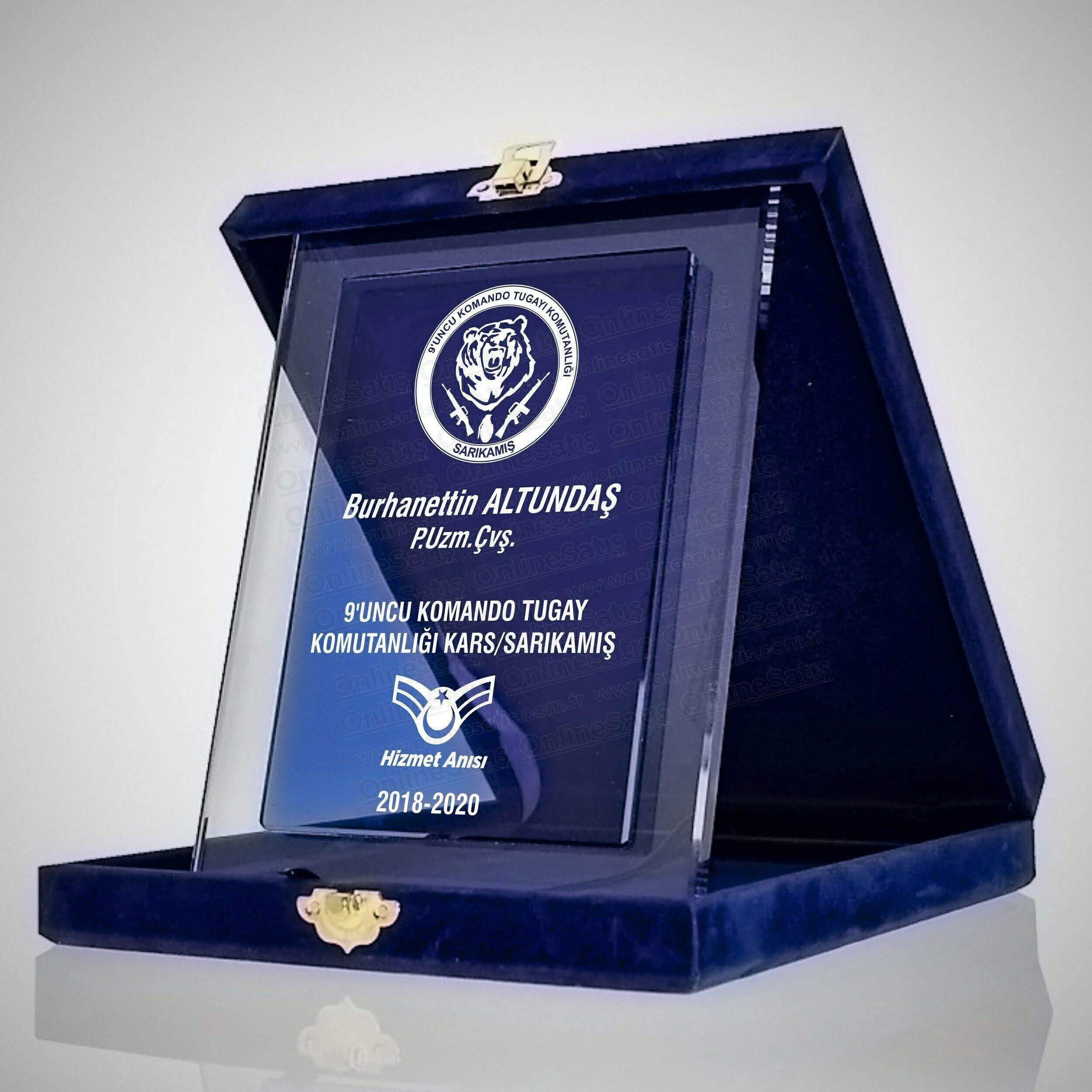 Komando Hizmet Anısı Albüm Dikey Kristal Plaket - Görsel 2