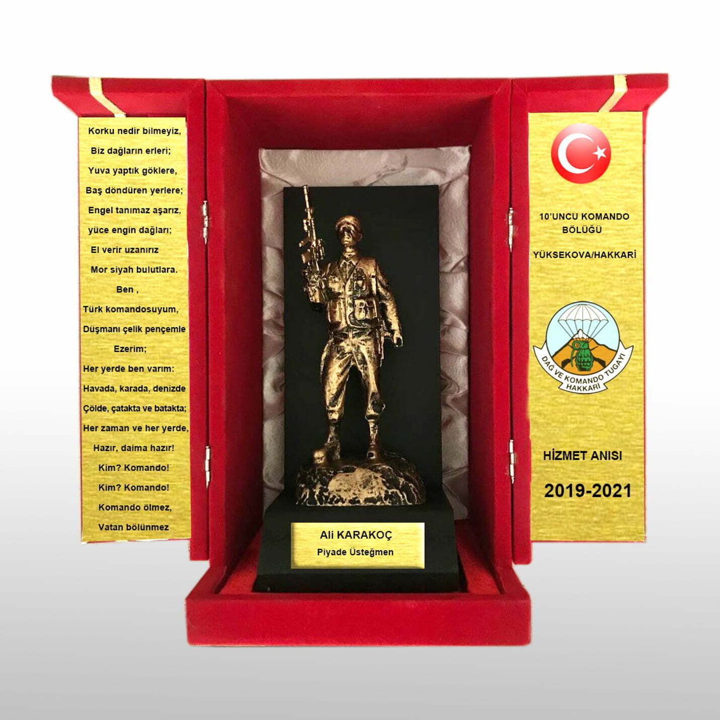 Classic Shop 70 Askeri Komando Biblolu Ahşap Kadife Kutulu Plaket
