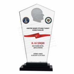 Atatürk Figürlü Askeri Şilt Tugay Piyade Kristal Plaket