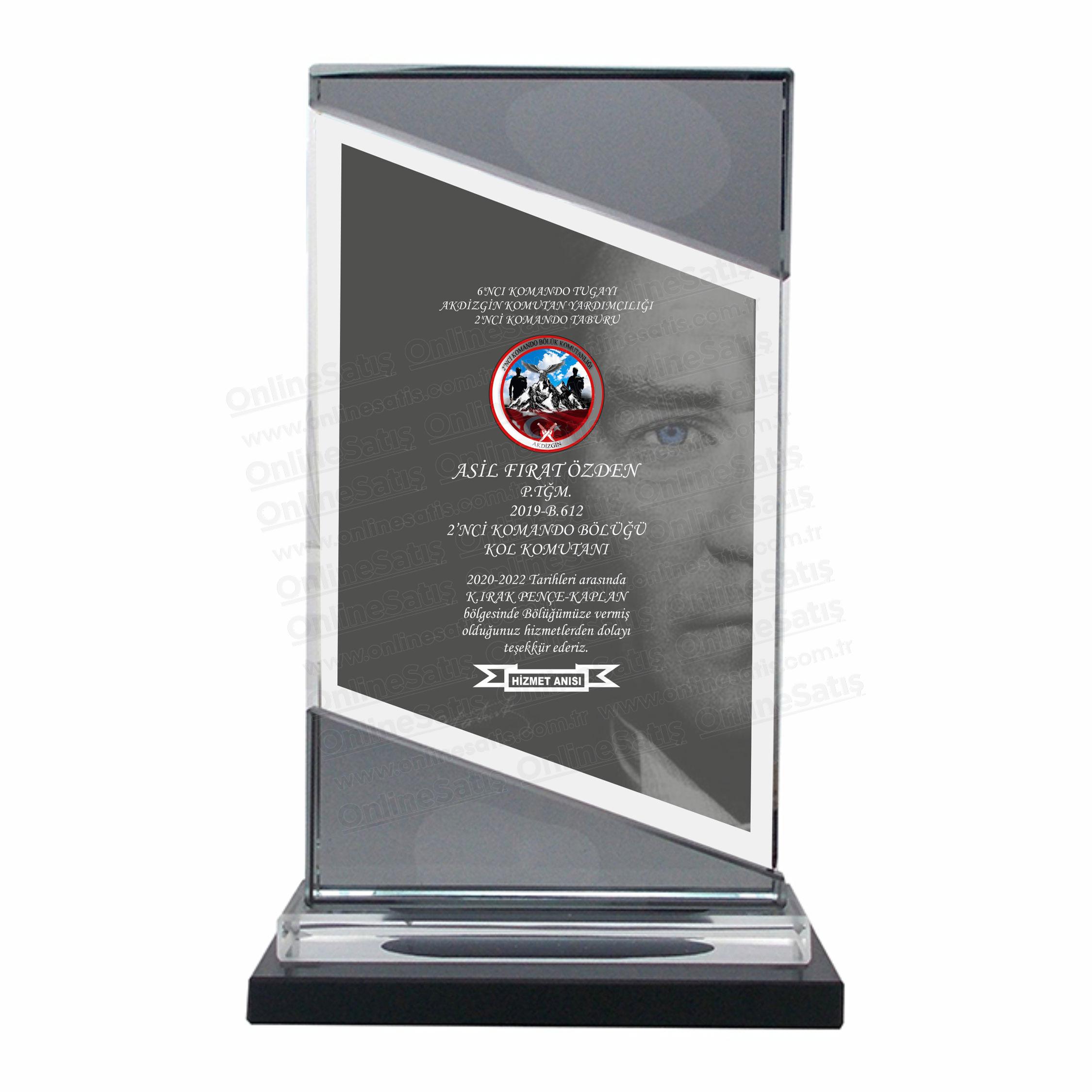 Askeri Kristal Plaket Şilt Tugay Tabur Hizmet Anısı - Görsel 2