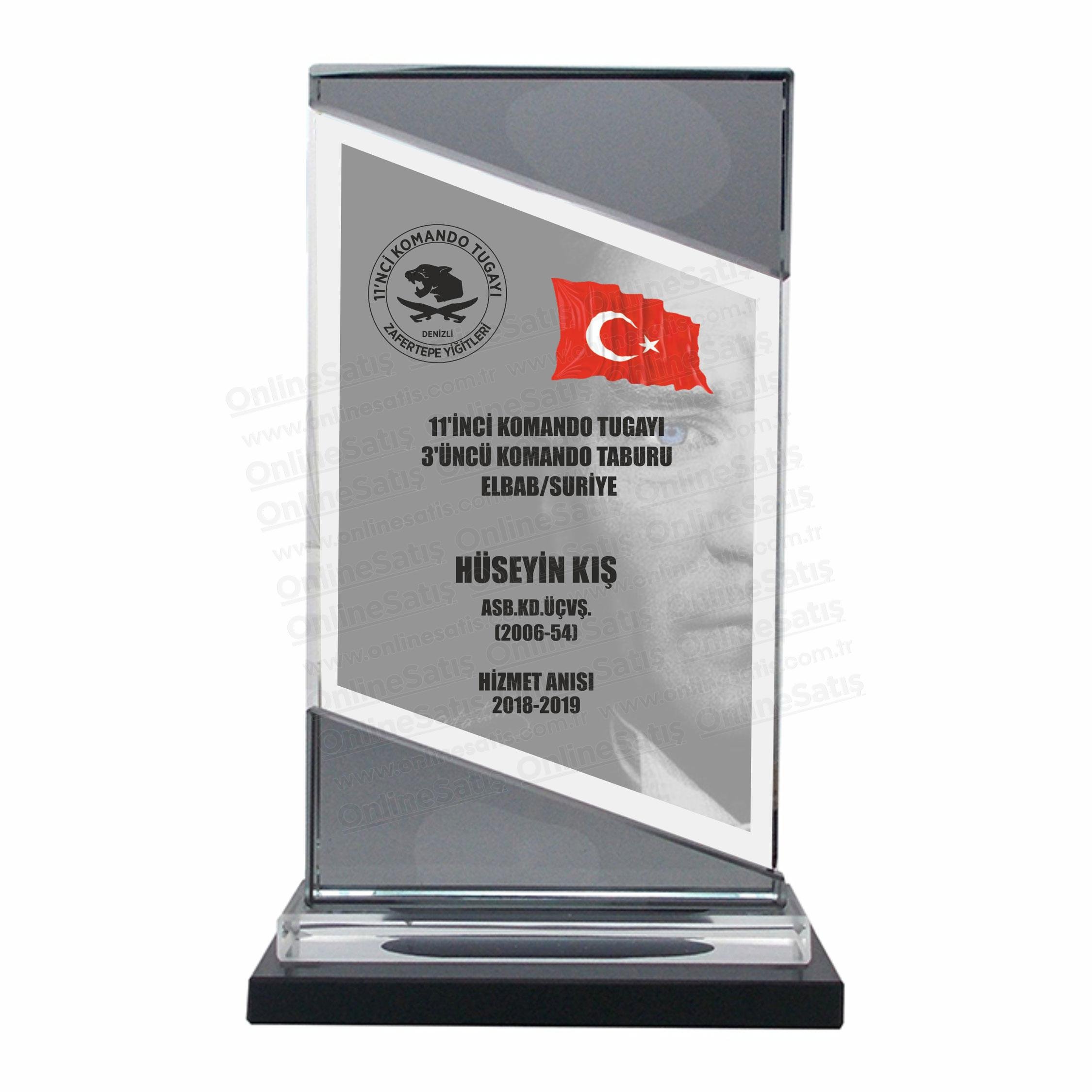 Classic Shop 68 Askeri Kristal Plaket Şilt Tugay Tabur Hizmet Anısı