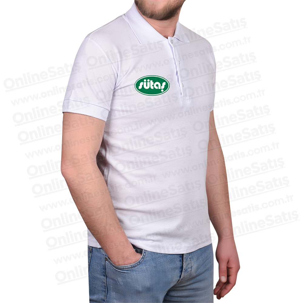 Promosyon Tişört Beyaz Pamuklu Polo Yaka 1 Promosyon Tişört Beyaz Pamuklu Polo Yaka