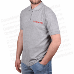 Promosyon Tişört Gri Pamuklu Polo Yaka
