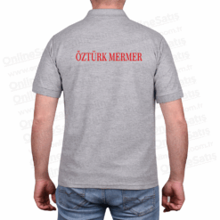 Alternative view of Promosyon Tişört Gri Pamuklu Polo Yaka