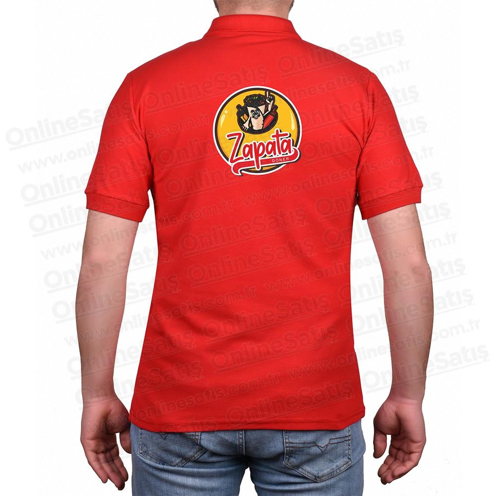 Kırmızı Pamuklu Polo Yaka Tişört - Logo Baskılı Promosyon 2 Pamuklu Promosyon Tişört - Kırmızı Logo Baskılı Polo Yaka - Detay Görünümü