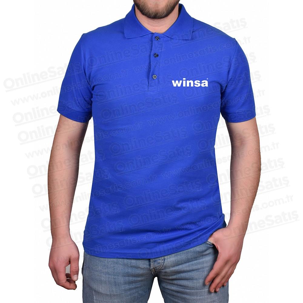 Promosyon Tişört Mavi Pamuklu Polo Yaka