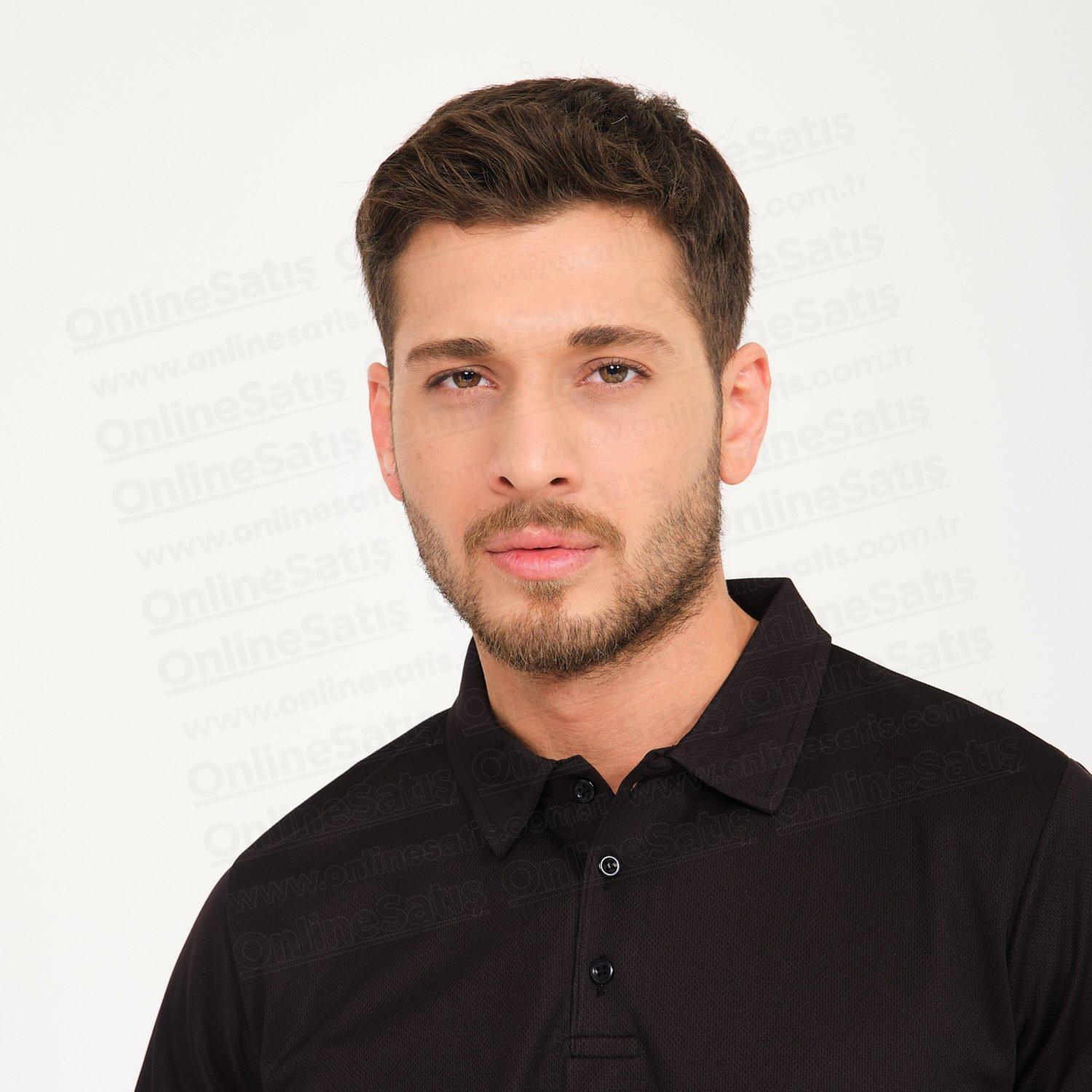 Mikro Polyester Polo Yaka Tişört Siyah 1 Mikro Polyester Polo Yaka Tişört Siyah