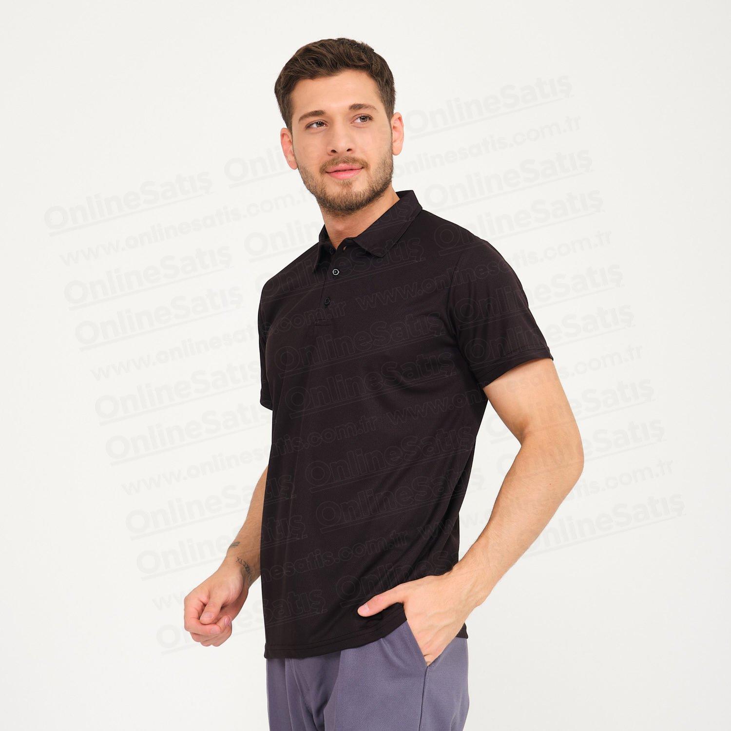 Mikro Polyester Polo Yaka Tişört Siyah 2 Mikro Polyester Polo Yaka Tişört Siyah - Görsel 2