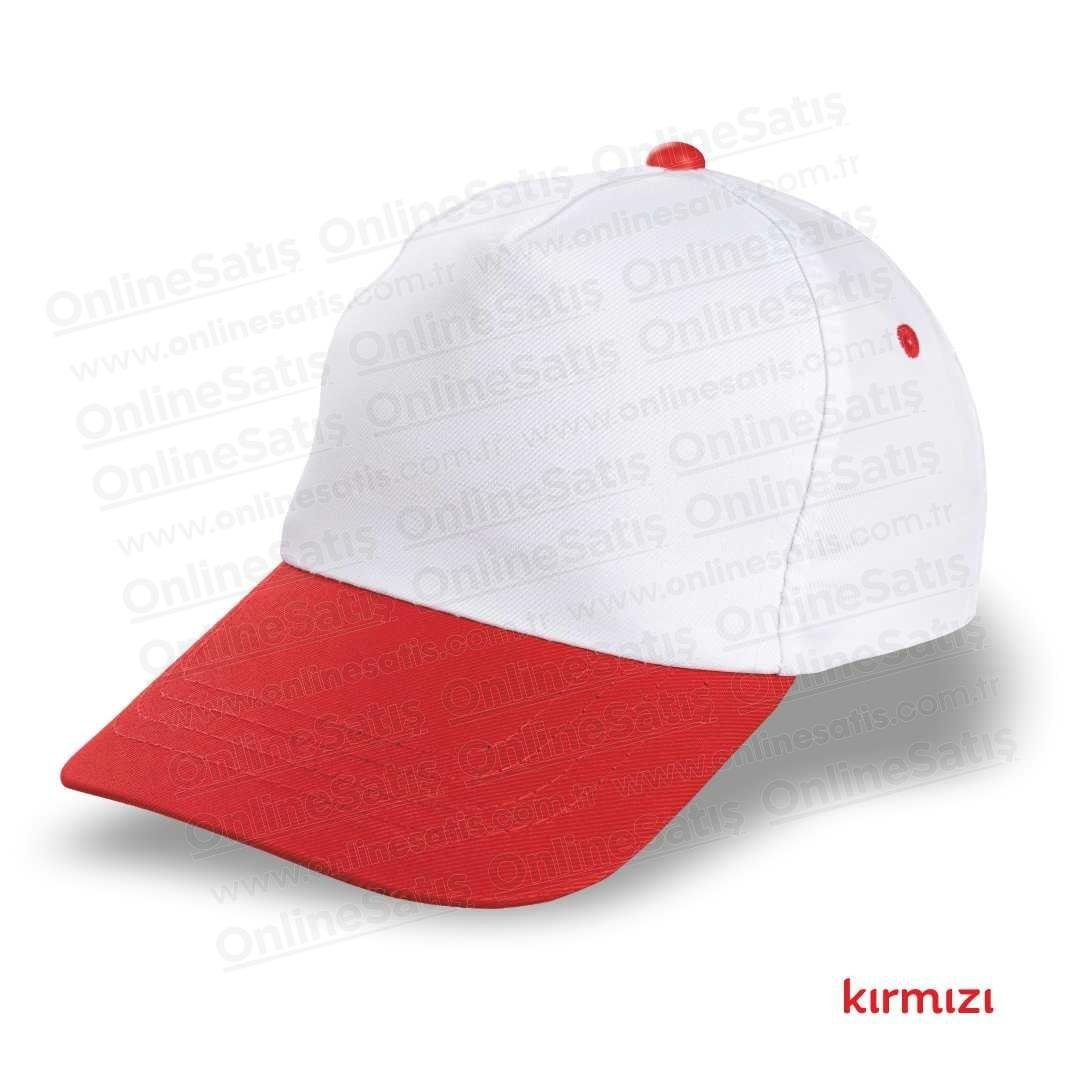 Polyester Şapka – Beyaz-kırmızı Siper