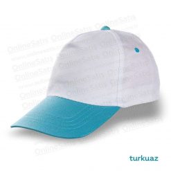 Polyester Şapka – Beyaz Gövde - Turkuaz Siper