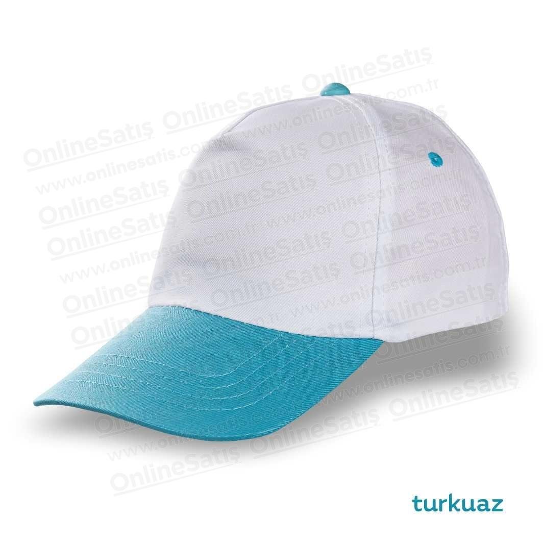 Polyester Şapka – Beyaz Gövde - Turkuaz Siper 1 Polyester Şapka – Beyaz Gövde - Turkuaz Siper