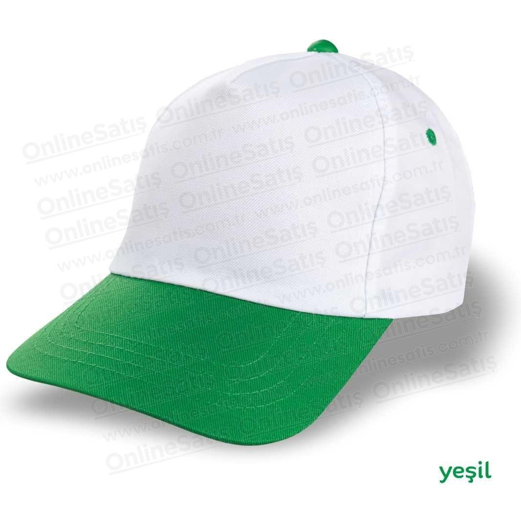 Polyester Şapka – Beyaz Gövde - Yeşil Siper