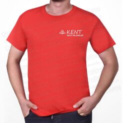 Promosyon Tişört Kırmızı Pamuklu Bisiklet Yaka