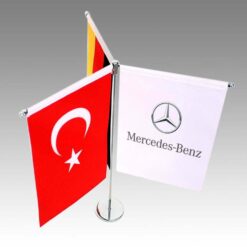 Üçlü T Krom 10cm Masa Bayrak Takımı