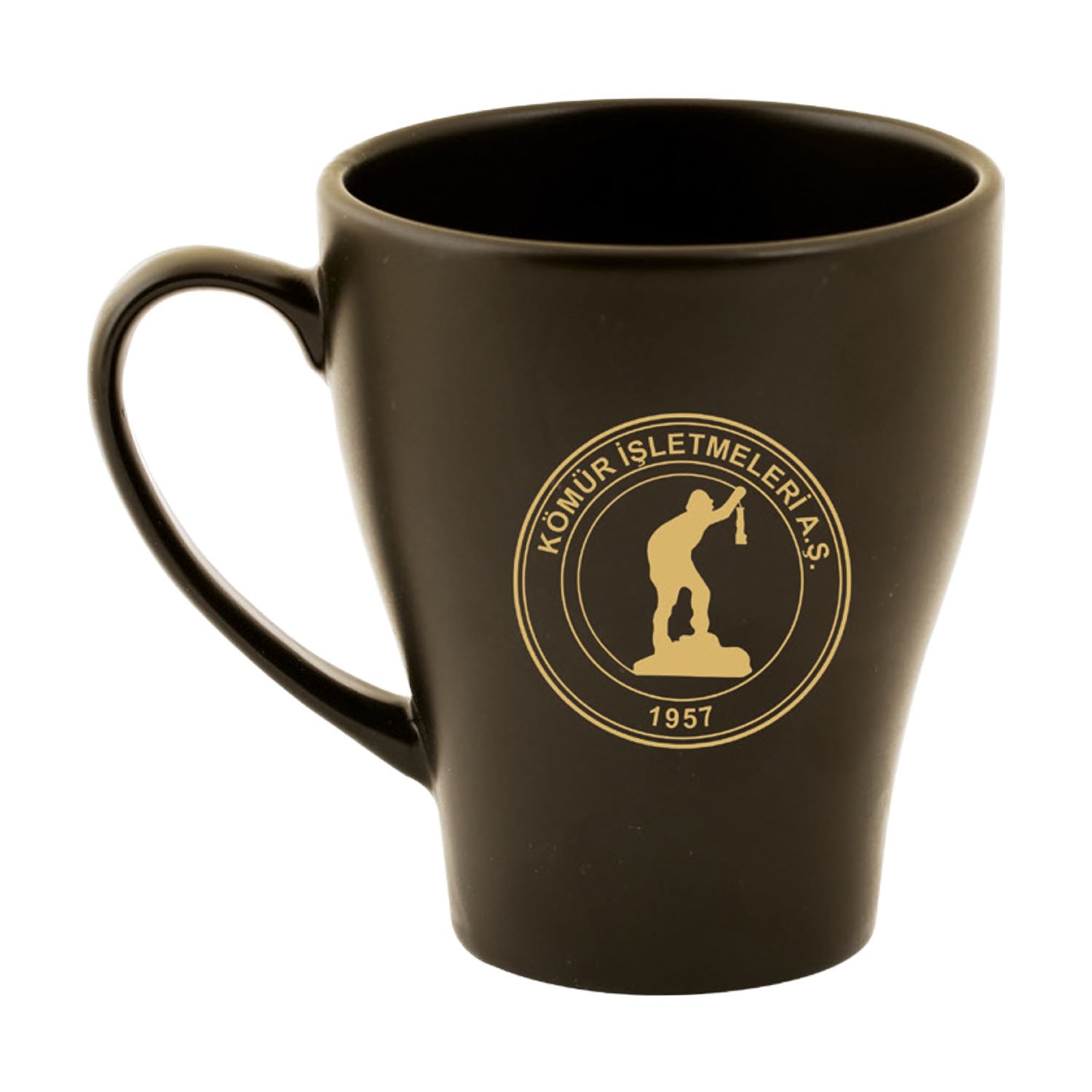 Logo Baskılı Porselen Salsa Siyah Mug Bardak