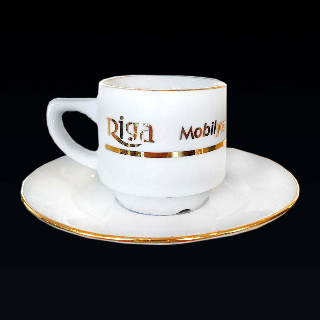 Altın Yaldızlı Porselen Türk Kahve Fincanı ve Tabağı 1 Altın Yaldızlı Porselen Türk Kahve Fincanı ve Tabağı