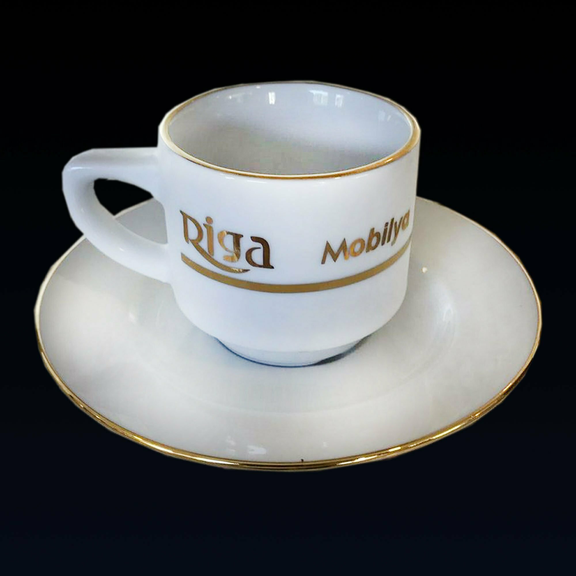 Altın Yaldızlı Porselen Türk Kahve Fincanı ve Tabağı 2 Altın Yaldızlı Porselen Türk Kahve Fincanı ve Tabağı - Görsel 2