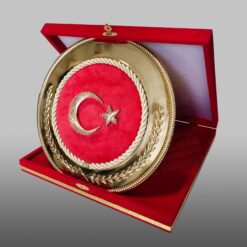 Alternative view of Ay Yıldız Türk Bayrak Filografi Hat Sanatı Gold Tabak Plaket