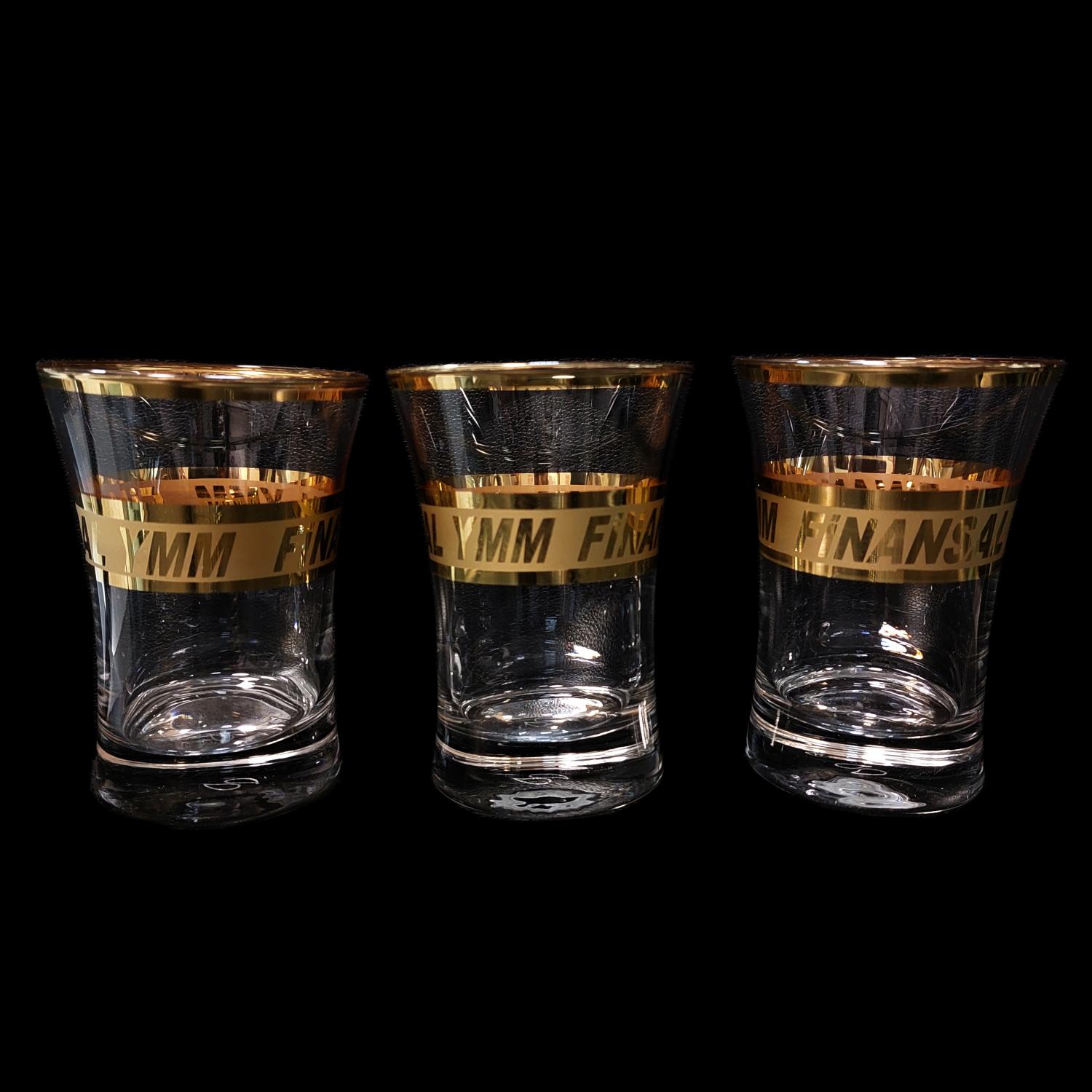 Altın Yaldızlı Logolu Su Bardağı