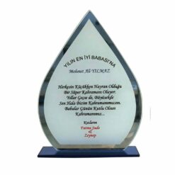 Cam Aynalı Kristal Plaket Damla