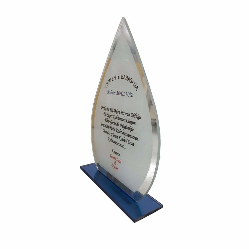 Cam Aynalı Kristal Plaket Damla 2 Cam Aynalı Kristal Plaket Damla - Görsel 2