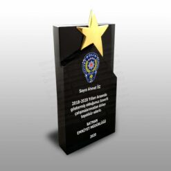Polis Hizmet Anısı Kristal Cam Tayin Plaketi