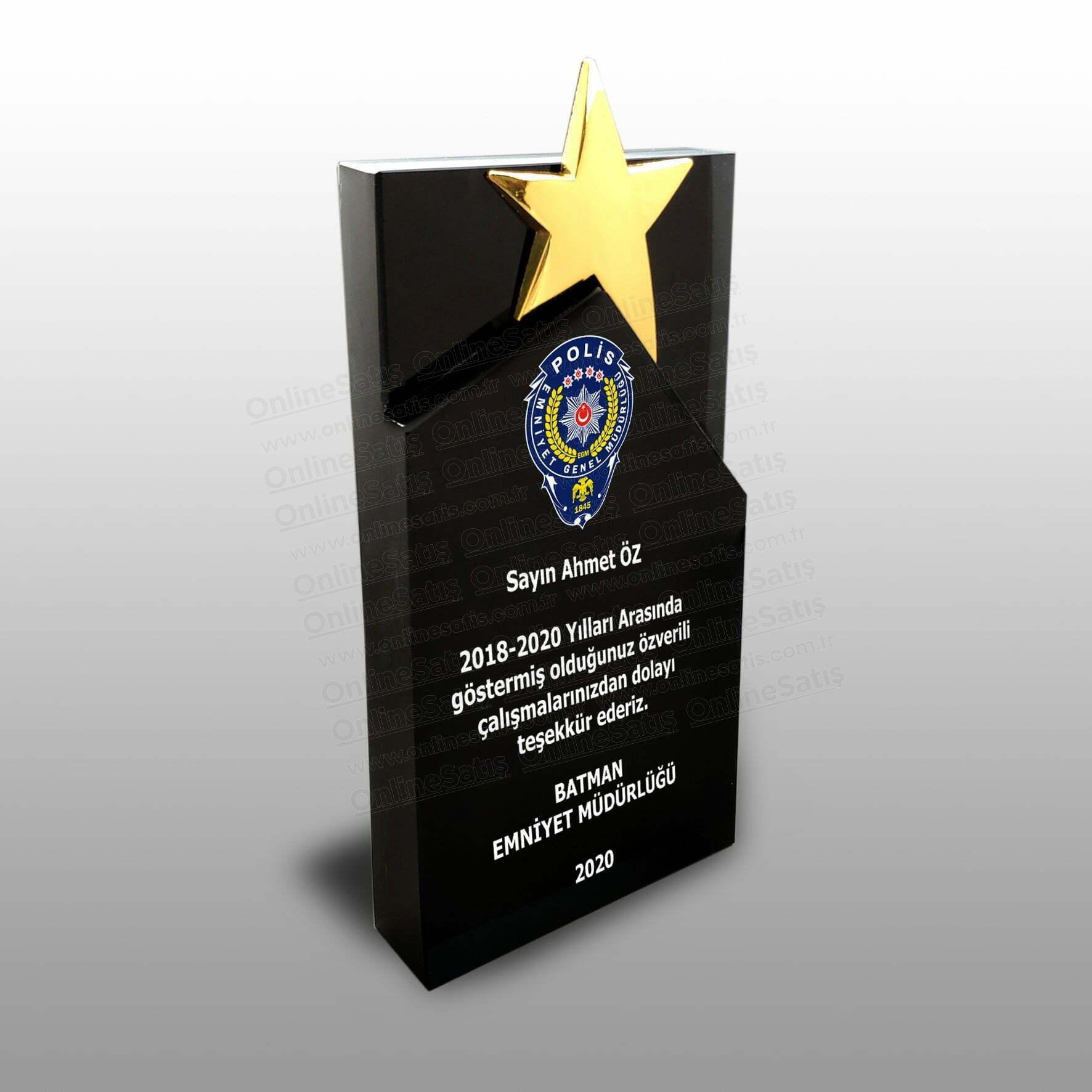 Polis Hizmet Anısı Kristal Cam Tayin Plaketi 1 Polis Hizmet Anısı Kristal Cam Tayin Plaketi