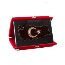 Filografi Sanatı Ay Yıldız Masa Üstü Aynalı Türkiye Haritalı Tablo