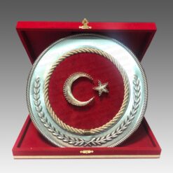 Ay Yıldız Türk Bayrak Filografi Hat Sanatı Gümüş Tabak Plaket